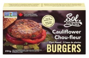 a package of Sol Cuisine cauliflower burgers
