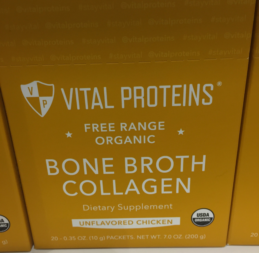 Vital Proteins – from free range bone broth collagen to wild caught marine collagen to collagen beauty water…with the belief that collagen will support bone health, joint health, gut health and a glowing skin, nails and hair. 